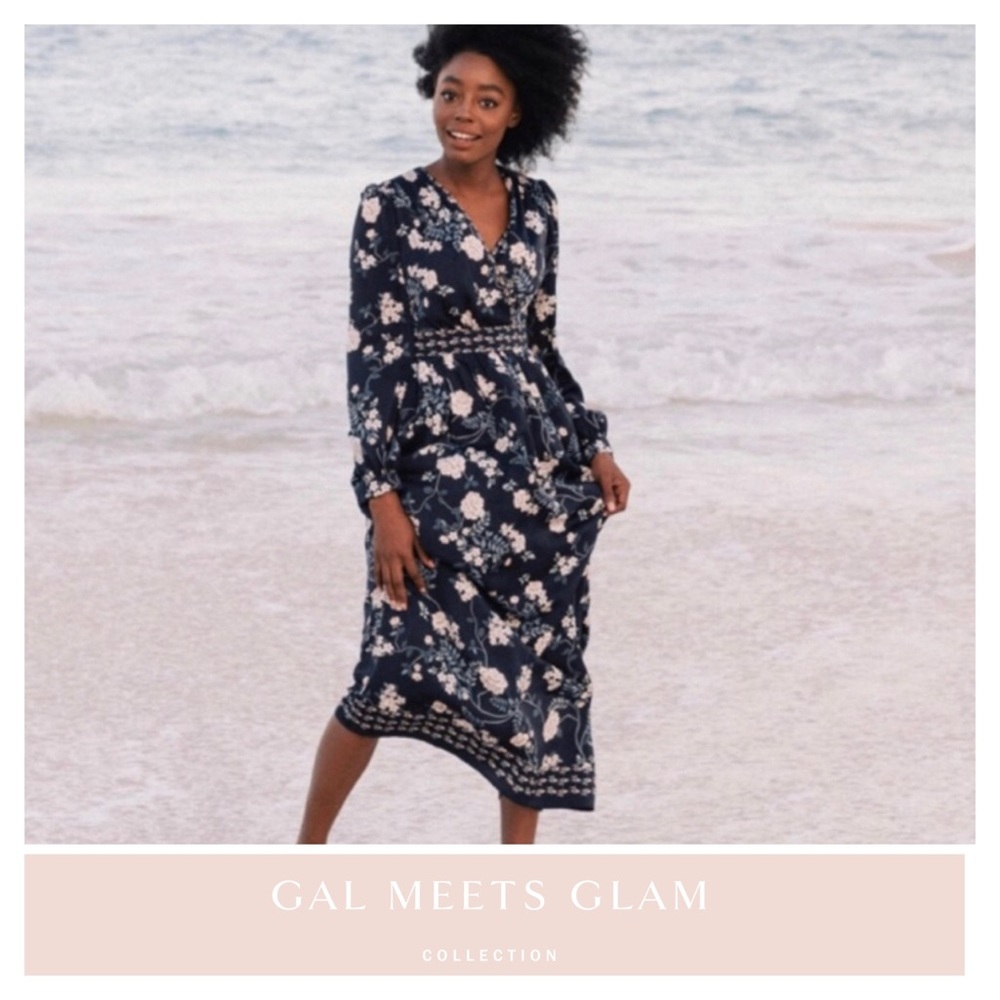 NWT Gal Meets Glam Jade Long Sleeve Maxi Dress